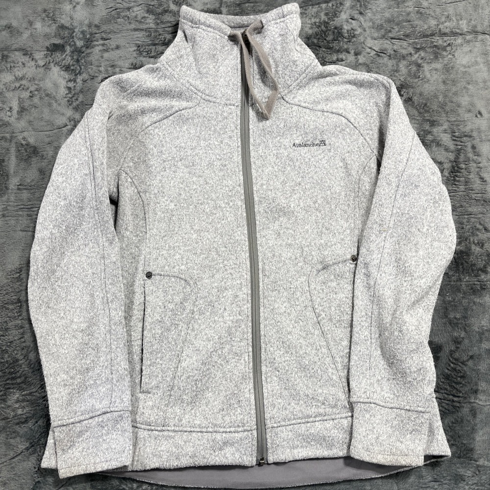 Avalanche Mens XL Heather Gray Full Zip Sweater Fleece Jacket Thumbholes Hiking